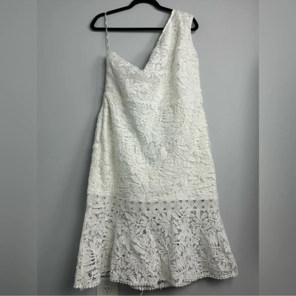 Blush One Shoulder White Lace Dress